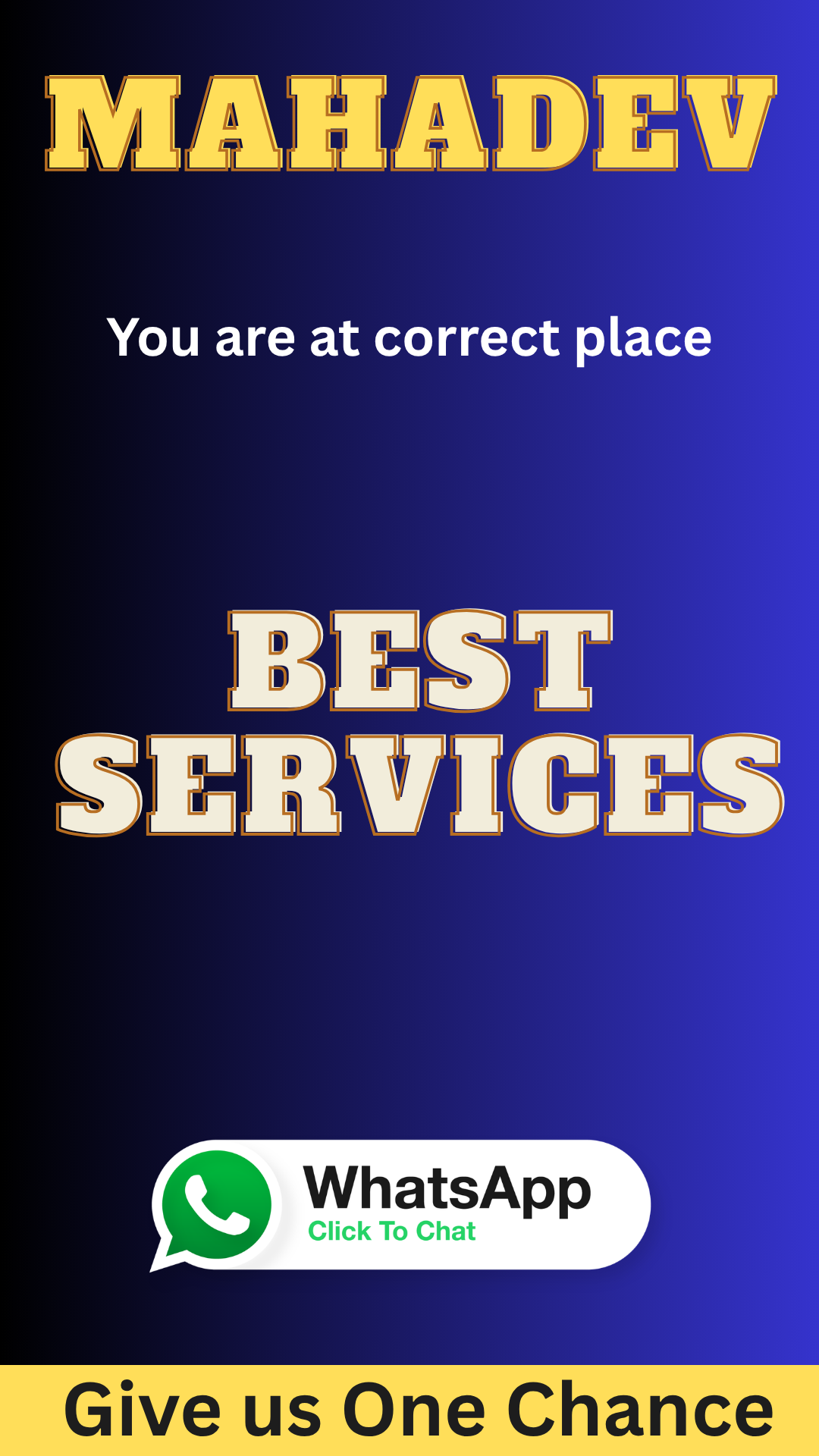 Mahadev best services poster with WhatsApp click to chat